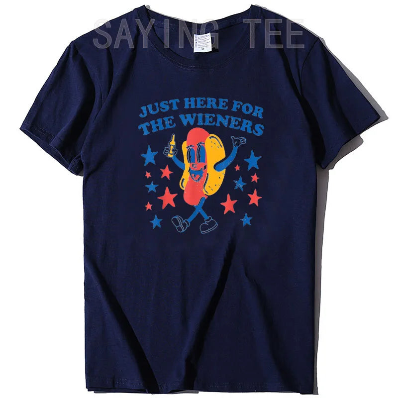 I'm Just Here for The Wieners Hot Dog 4Th of July T-Shirt Hotdogs Fast Food Lover Graphic Tee Tops Humor Funny Americans Clothes - Premium t-shirt from Lizard Vigilante - Just $23.99! Shop now at Lizard Vigilante