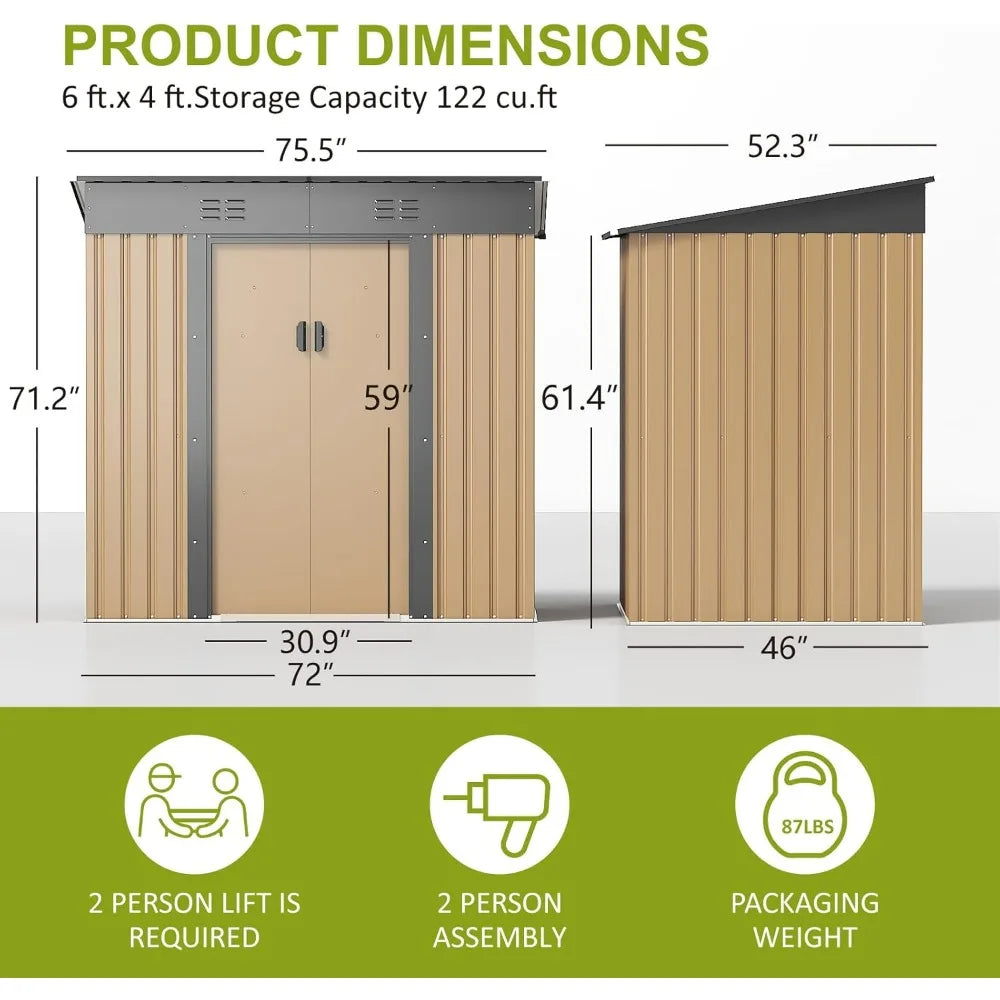 Outdoor Storage Shed 6x4 FT - Metal Garden Shed with Anti-Corrosion Steel Construction and Sloping Roof for Backyard Organization - Premium shed from Lizard Vigilante - Just $218.88! Shop now at Lizard Vigilante