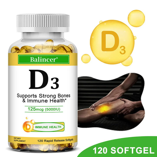 Vitamin D3 5000 IU - Supports Strong Bones & Immune Health - Gluten Free Non-GMO Vitamin D Supplement
