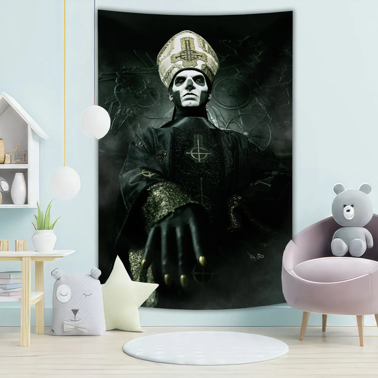 Ghost Tapestry - Underground Metal Pop Singer Rock Banner Flags, 100% Polyester Wall Hanging - Premium tapestry from Lizard Vigilante - Just $11.99! Shop now at Lizard Vigilante