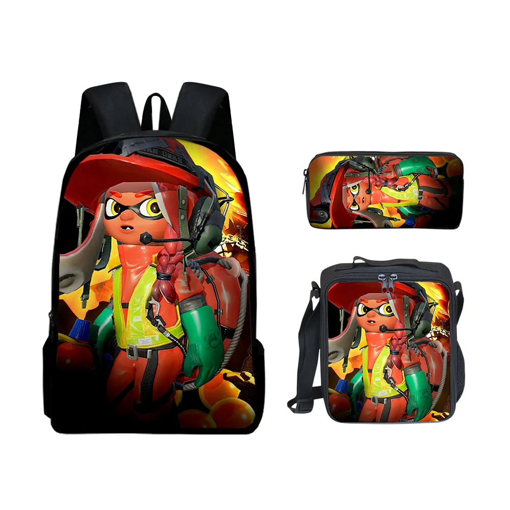 Splatoon 3 Hip-Hop 3D Printed Backpack Set – Trendy 3-Piece Student School Gear with Lunch Bag & Pencil Case - Premium backpack from Lizard Vigilante - Just $46.88! Shop now at Lizard Vigilante