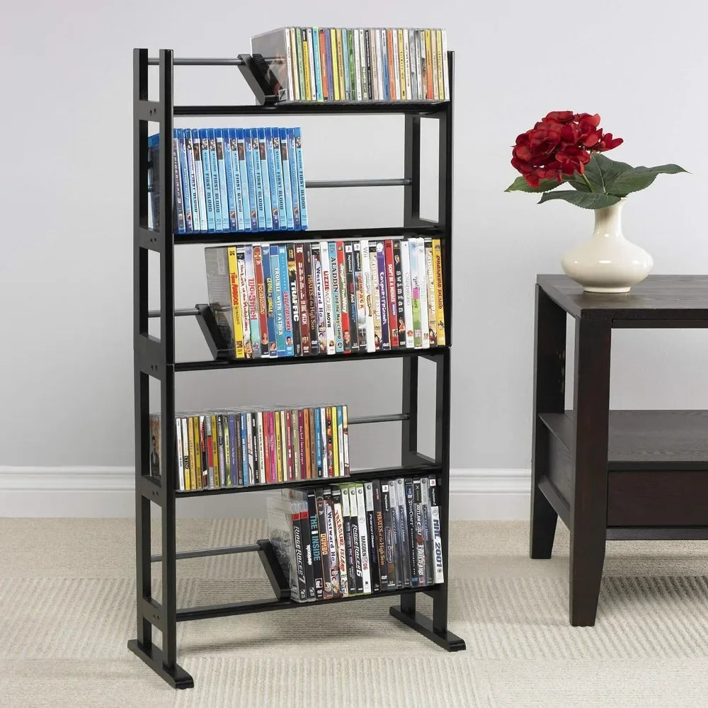 Contemporary Wood & Metal CD/DVD Rack with Wide Feet Holds Up to 230 CDs or 150 DVDs - Premium shelving from Lizard Vigilante - Just $46.99! Shop now at Lizard Vigilante