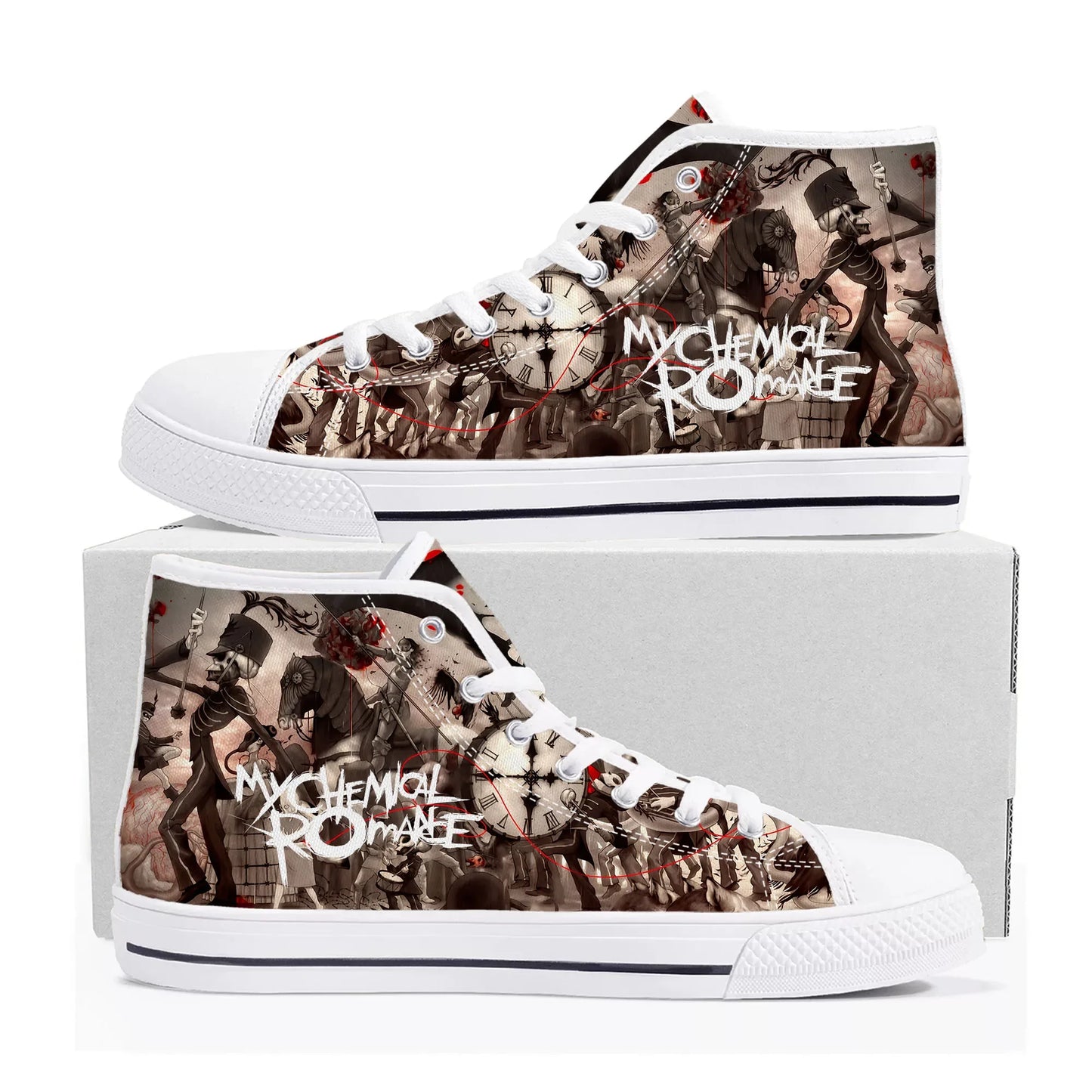 My Chemical Romance High-Top Canvas Sneakers – Rock Your Style, Your Way - Premium shoes from Lizard Vigilante - Just $48.88! Shop now at Lizard Vigilante