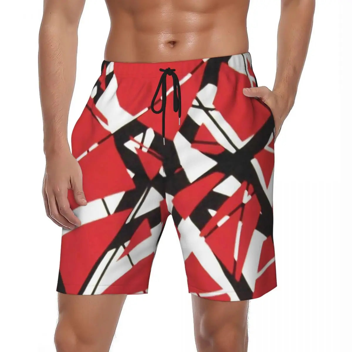 Van Halen Summer Stripes Gym & Swim Shorts – Fast-Dry Digital Print Board Shorts for Men’s Beach Adventures - Premium shorts from Lizard Vigilante - Just $38.88! Shop now at Lizard Vigilante