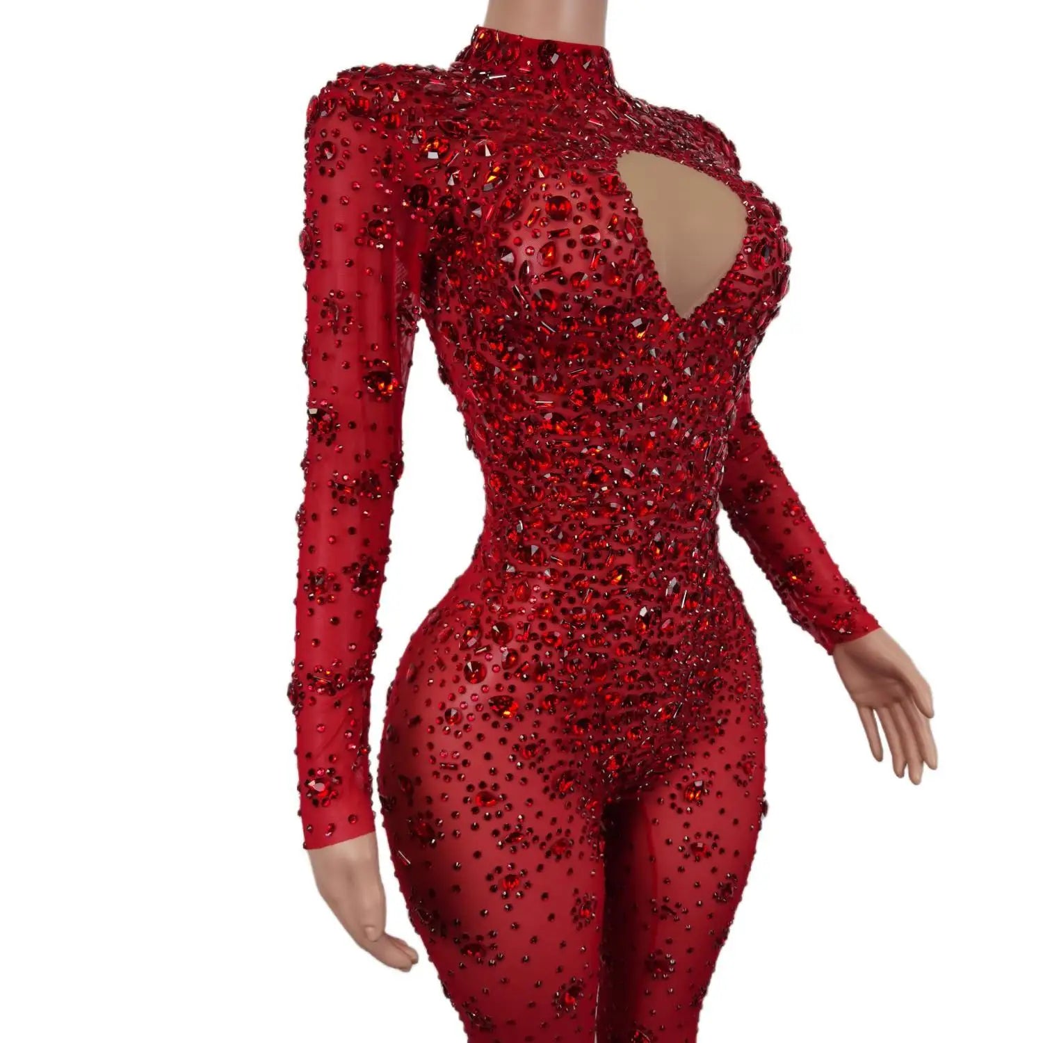 Gorgeous Rhinestone Jumpsuit - Sexy Long-Sleeved Performance Wear for Nightclub Singers & DJs - Premium Cosplay Costumes from Lizard Vigilante - Just $224.49! Shop now at Lizard Vigilante