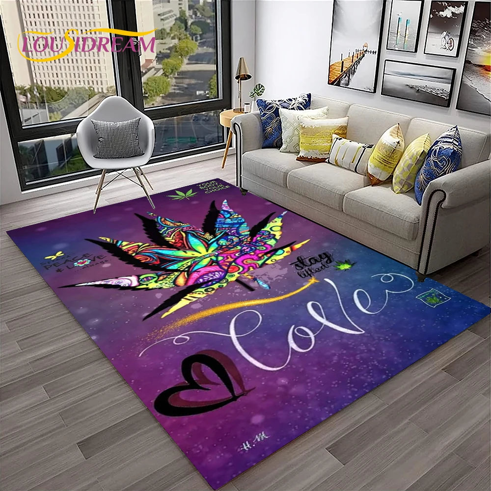 High Voltage Maple Leaf Lounge Rug – 3D Printed Non-Slip Weed Art Carpet For Living Rooms, Studios And Late-Night Plots