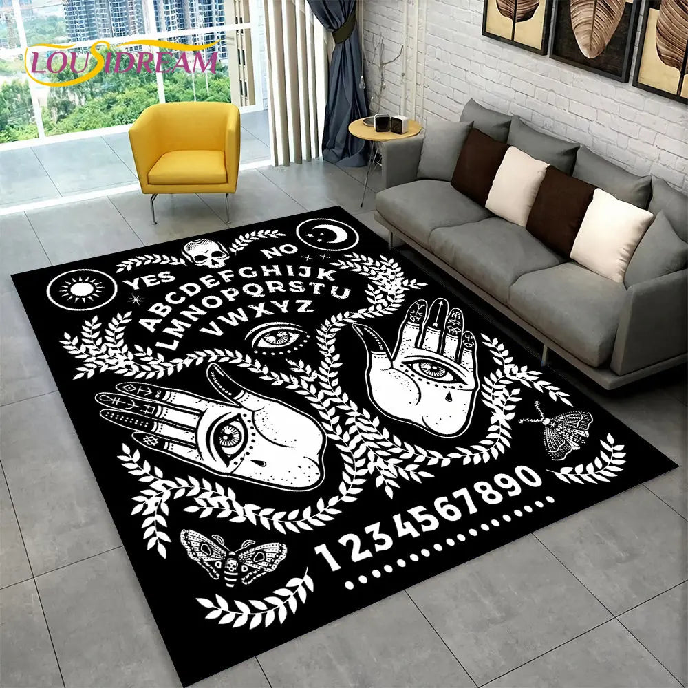 The Witchcraft Gothic Ouija Area Rug: LOUSIDREAM 3D Printed Tarot Carpet for Living Room & Bedroom