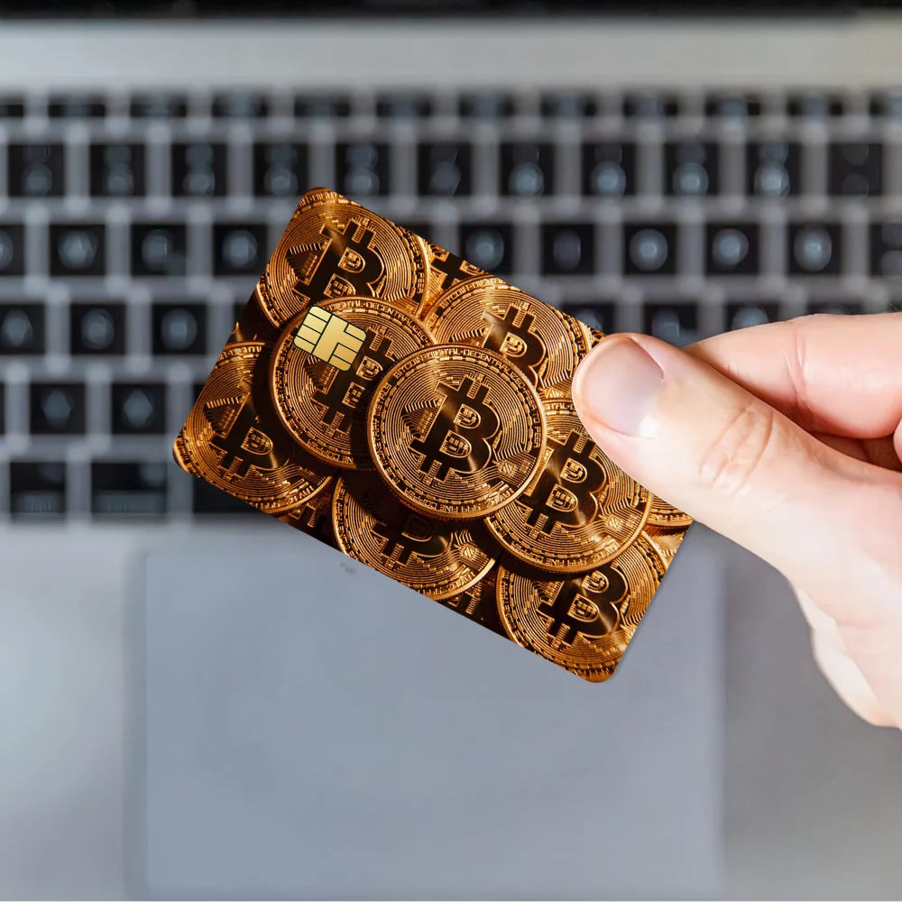 Crypto Currency Bitcoin Credit Card Stickers Waterproof Scratch Resistant 4PCS Set