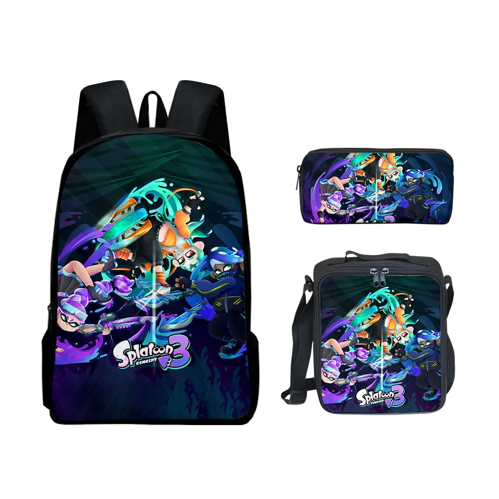 Splatoon 3 Hip-Hop 3D Printed Backpack Set – Trendy 3-Piece Student School Gear with Lunch Bag & Pencil Case - Premium backpack from Lizard Vigilante - Just $46.88! Shop now at Lizard Vigilante