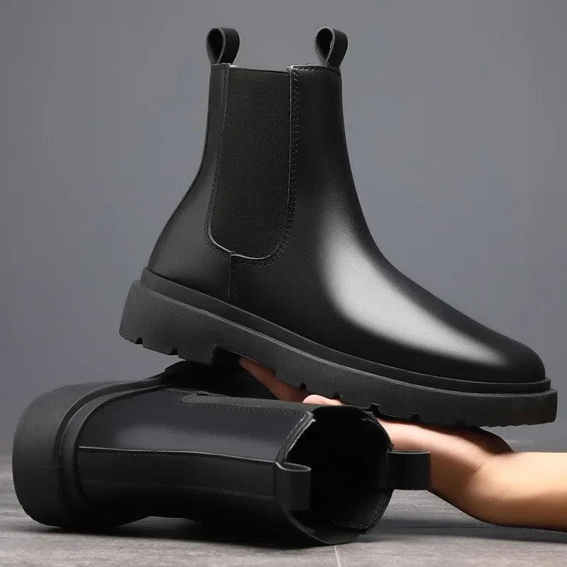 Autumn New Chelsea Boots for Men – Black Retro Slip-On Ankle Boots | Winter Motorcycle Booties, Fashionable & Comfortable - Premium boots from Lizard Vigilante - Just $34.88! Shop now at Lizard Vigilante