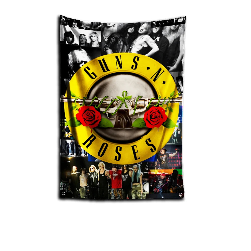 Guns N' Roses Rock Band Flag – 3x5 FT Polyester Banner with Digital Printing and Brass Grommets for Garage or Outdoor Decor - Premium flag from Lizard Vigilante - Just $19.99! Shop now at Lizard Vigilante