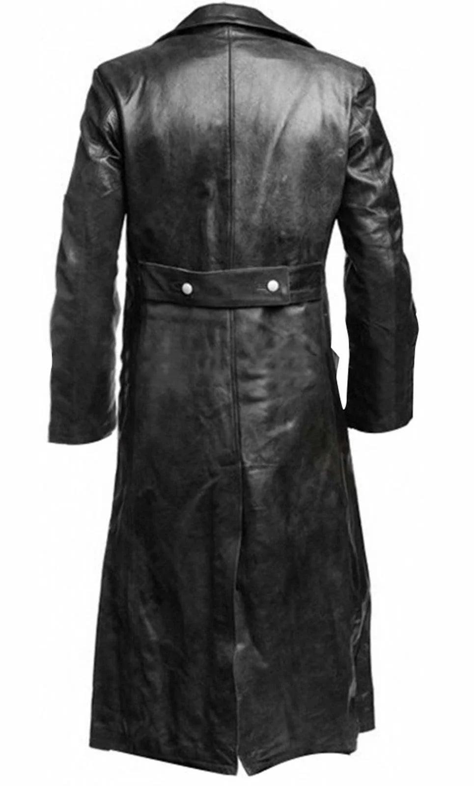 MEN'S GERMAN WW2 Military Uniform Officer Black Faux Leather Trench Coat - Premium jacket from Lizard Vigilante - Just $47.99! Shop now at Lizard Vigilante