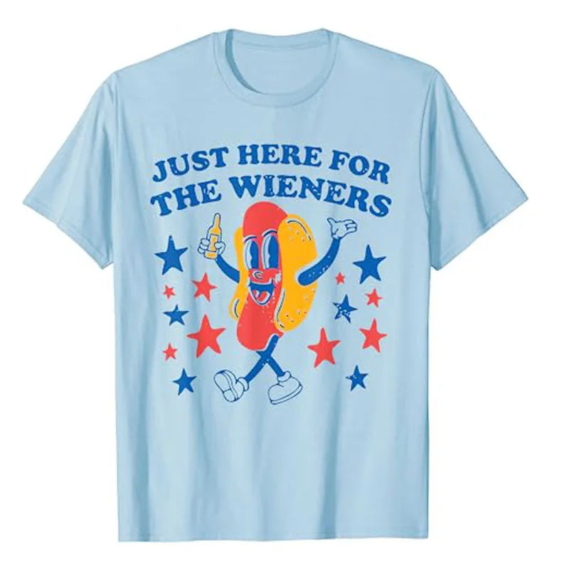 I'm Just Here for The Wieners Hot Dog 4Th of July T-Shirt Hotdogs Fast Food Lover Graphic Tee Tops Humor Funny Americans Clothes - Premium t-shirt from Lizard Vigilante - Just $23.99! Shop now at Lizard Vigilante