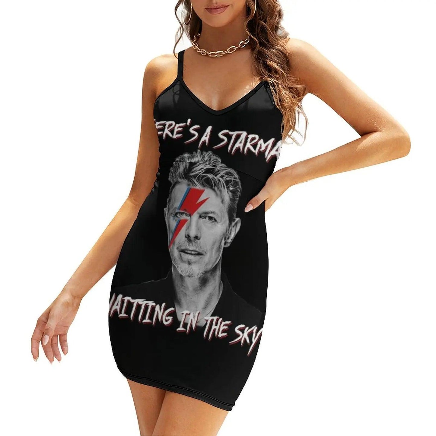 There’s A Starman Waiting In The Sky David Bowie Vintage Evening Party Dresses Midi Sexy Dress Female Sweet One Piece Korean Style - Premium dress from Lizard Vigilante - Just $28.99! Shop now at Lizard Vigilante