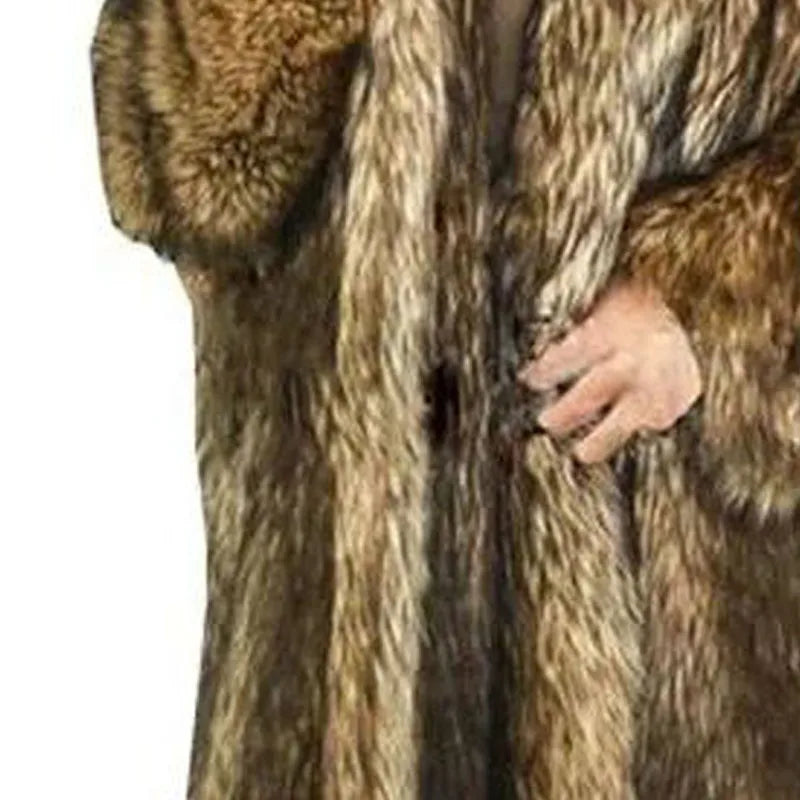 Mens Luxury Winter Faux Fur Long Trench Coat Jacket Warm Thicken Fluffy Faux Fuzzy Coat Cardigan Parka Outwear Chaquetas Hombre - Premium coat from Lizard Vigilante - Just $84.99! Shop now at Lizard Vigilante