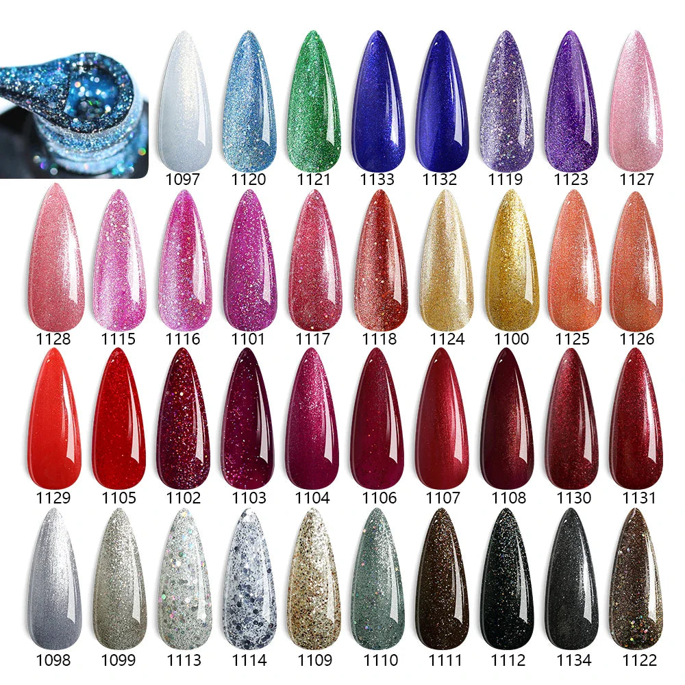 Rainbow Ghini Ultra Shiny Glitter Gel Nail Polish Semi-permanent Gellack UV Varnish Gold Silver Metal Gel Nail Art Wholesale Top