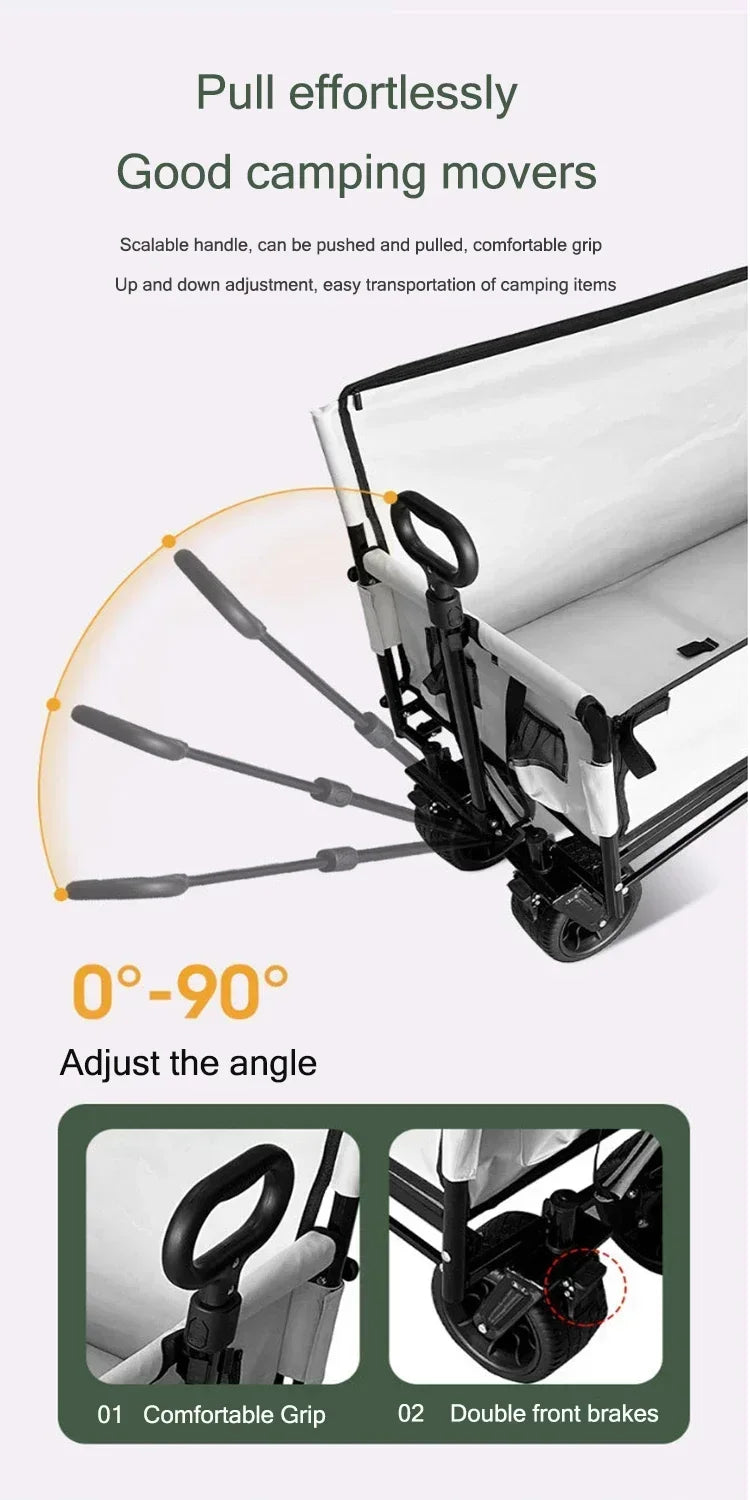 RoadBeast 200KG Foldable Camping Sofa Cart — Heavy-Duty Handcart & Rolling Outdoor Couch for Car Camping, Festivals & Campsites