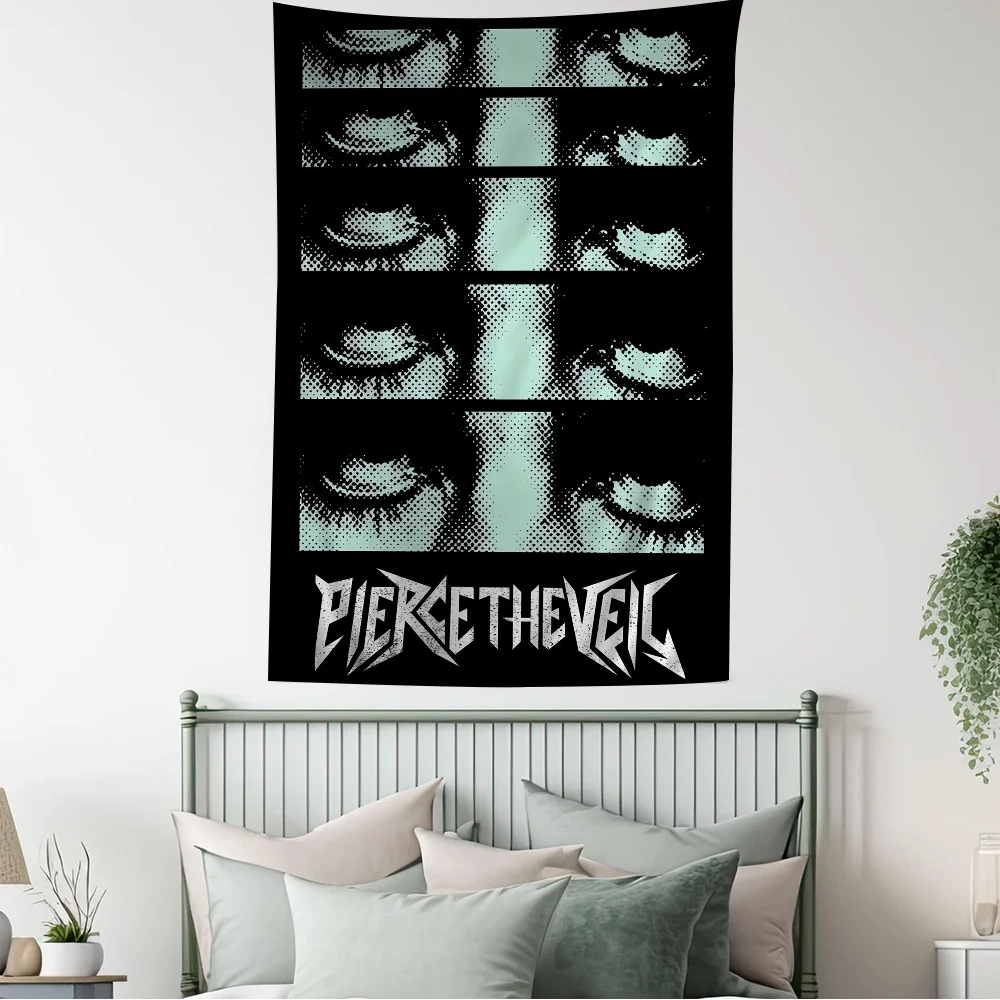 Pierce The Veil Band Anime Tapestry – Hippie Flower Wall Hanging for Dorm & Bedroom Decor - Premium tapestry from Lizard Vigilante - Just $26.99! Shop now at Lizard Vigilante