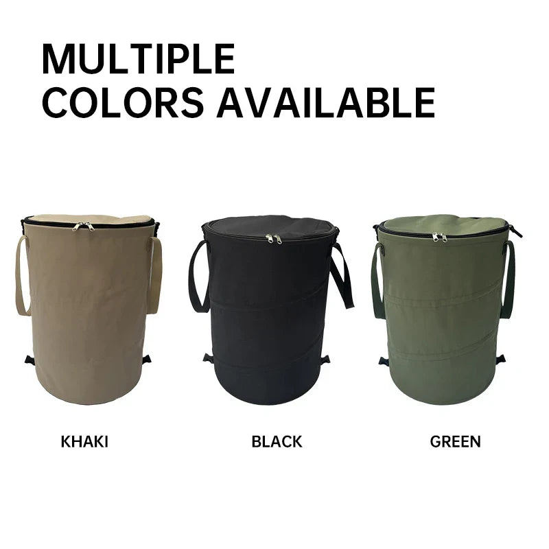 Camping Trash Can Pop-up Circular Storage Pail Canvas Foldable Recycling Bin Outdoor Garbage Garden Yard Garbage Bag