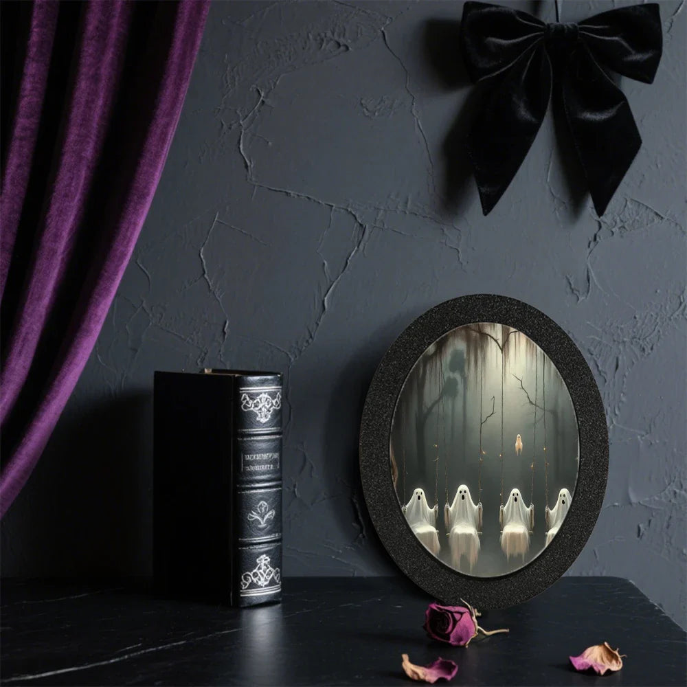 1 Piece of Halloween Mysterious-style Oval Decoration, Designed with Ghost Illustration, Suitable for Home Wall Display, Adding