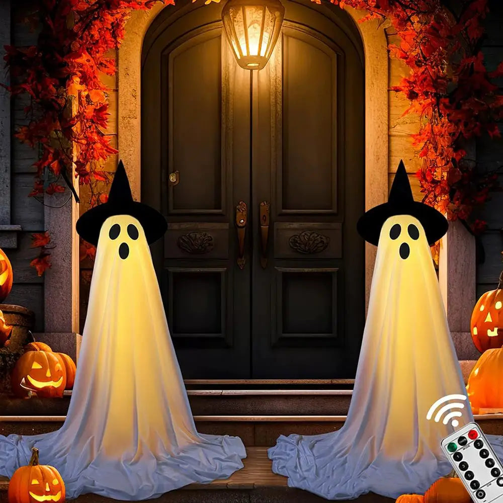 Lighted Spooky Ghost Decor Scary Standing Ghost with LED String Lights Home Porch Garden Yard Lawn Party Halloween Decorations