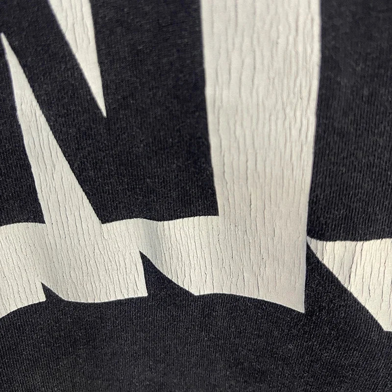 Men Women High Street Vintage Washed Black T-Shirt Top Quality Cototn TEE 3D Cracked Letters Logo Print Saint T Shirt With Tags - Premium  from Lizard Vigilante - Just $64.99! Shop now at Lizard Vigilante