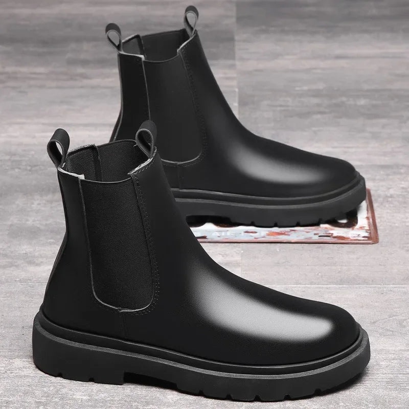 Autumn New Chelsea Boots for Men – Black Retro Slip-On Ankle Boots | Winter Motorcycle Booties, Fashionable & Comfortable - Premium boots from Lizard Vigilante - Just $34.88! Shop now at Lizard Vigilante