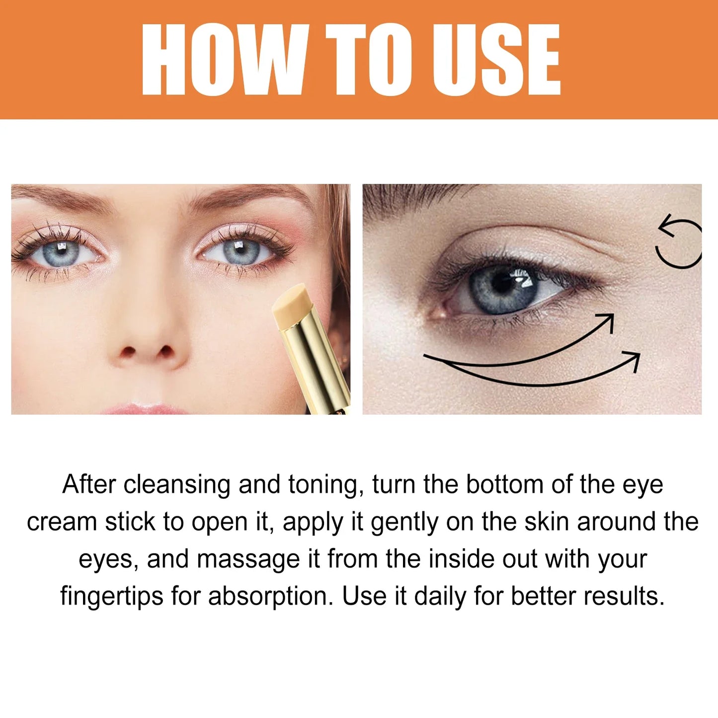 Vitamin C Eye Cream Stick Anti-Wrinkle Moisturizing Balm Eye Bag Removal Dark Circles Reduce Fine Lines Anti Puffiness Eye Cream
