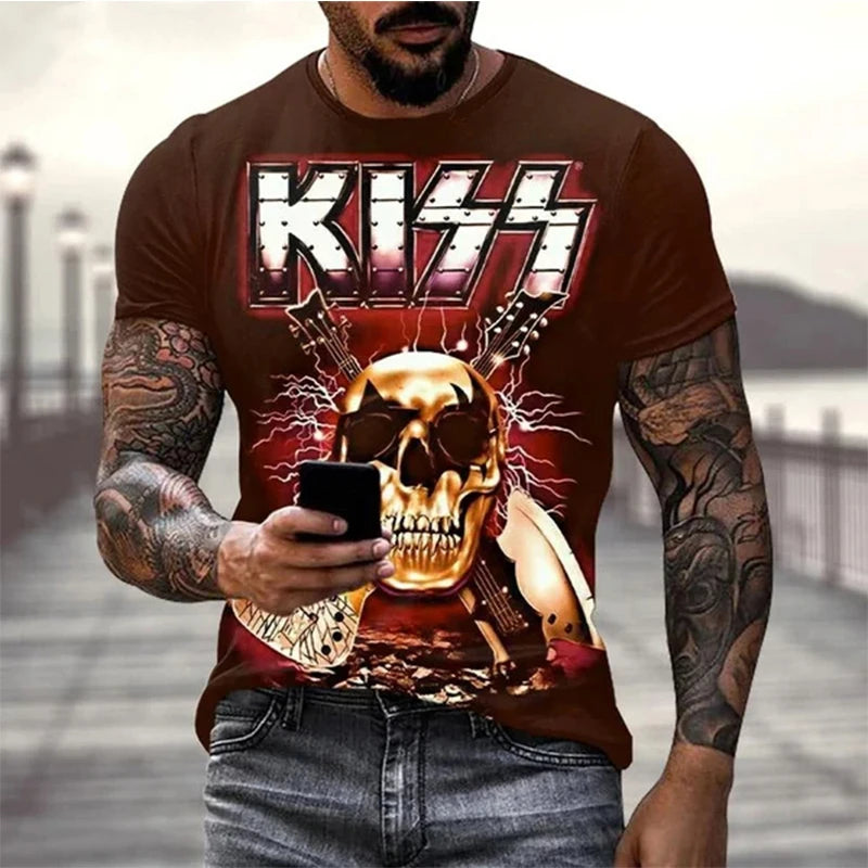 New Kiss Rock Band 3D Print Oversized T-Shirt – Men, Women, Kids Streetwear in Hip-Hop Style for Daily, Casual, or Concert Looks - Premium T-Shirt from Lizard Vigilante - Just $19.88! Shop now at Lizard Vigilante