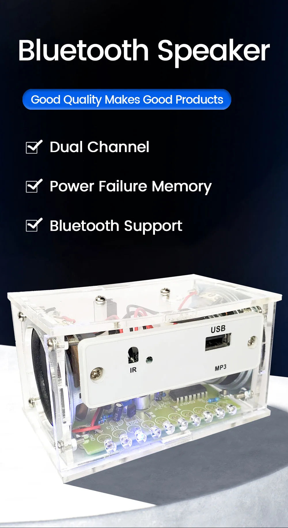 DIY Bluetooth Speaker Kit Electronics DIY Soldering Project Practice Solder Assembly DIY Electronic Kit Component 2*3W Speakers