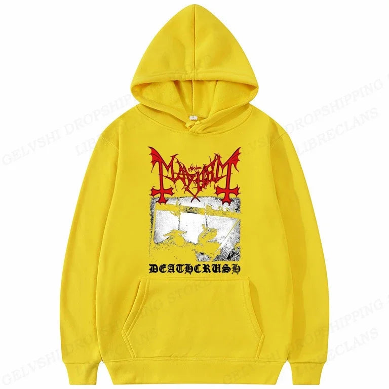 Rapper Mayhem Deathrush Hoodie – Men's Street Hip Hop Pullover, Casual Long Sleeve Sweatshirt for the Bold & Unstoppable - Premium hoodie from Lizard Vigilante - Just $46.66! Shop now at Lizard Vigilante