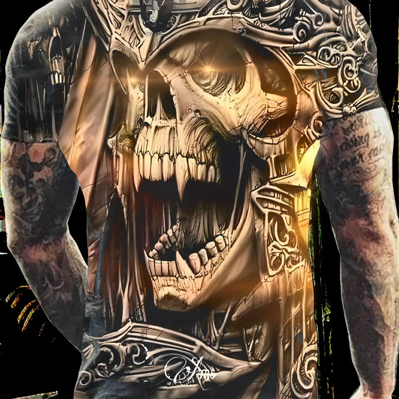 Skull Circuit Havoc Tee – Men’s Oversized Gothic Street Shirt for Heatwave Mayhem - Premium tee from dsers - Just $28.77! Shop now at Lizard Vigilante