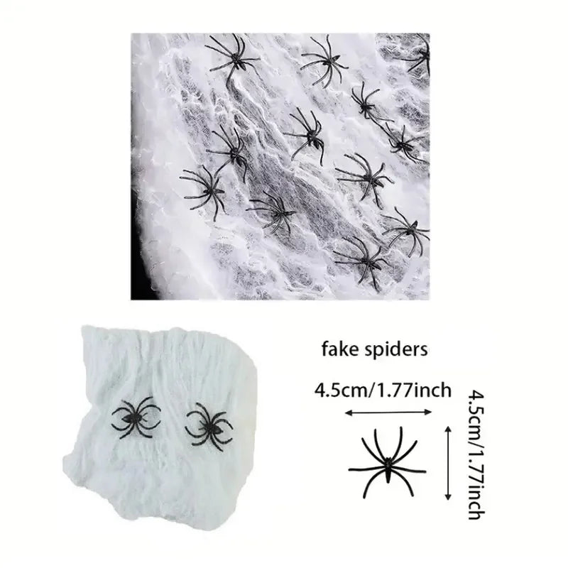 Halloween Decorations Artificial Spider Web Stretchy Cobweb Scary Party Halloween Decoration for Bar Haunted House Scene Props