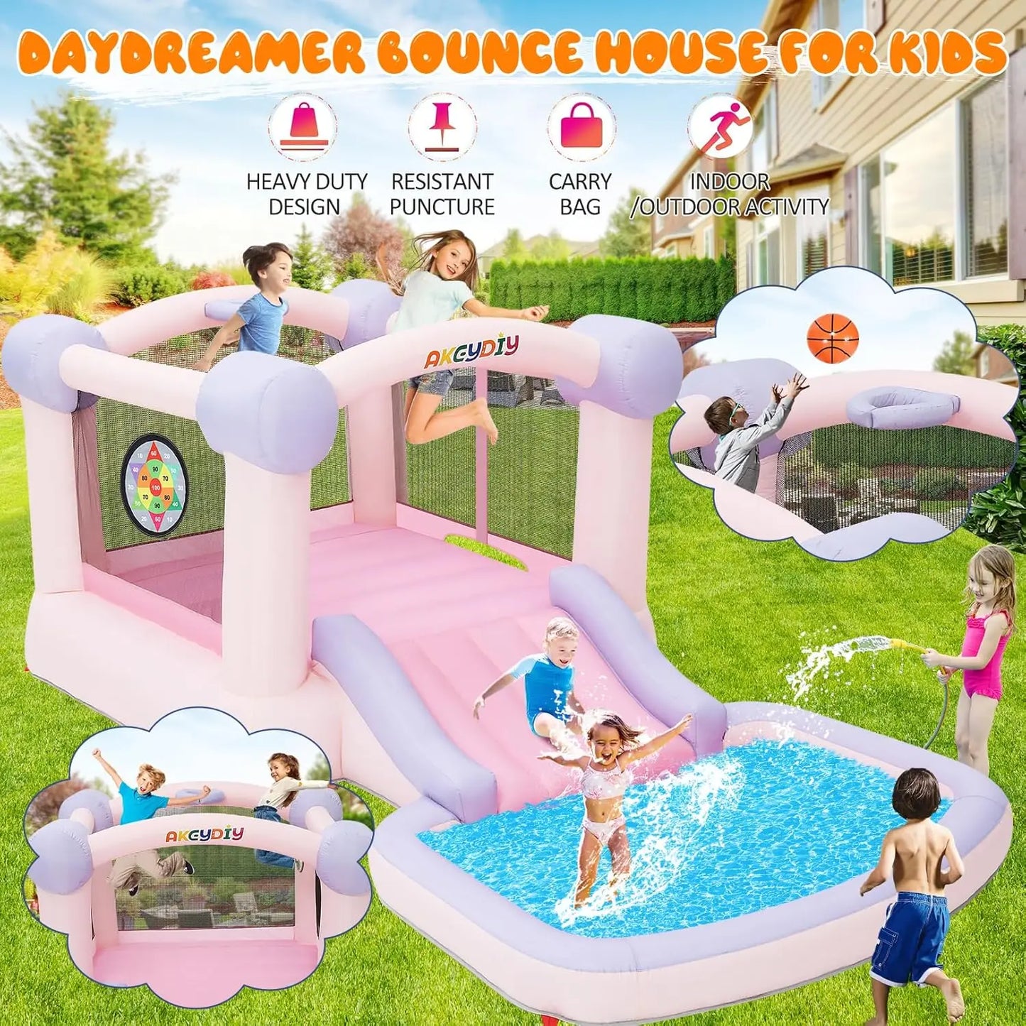 Ultimate Inflatable Bouncy House with Ball Pit – All-in-One Jumping Castle for Kids | Slide, Basketball Hoop, Ball Pool & Dart Target - Premium bounce house from Lizard Vigilante - Just $601.08! Shop now at Lizard Vigilante