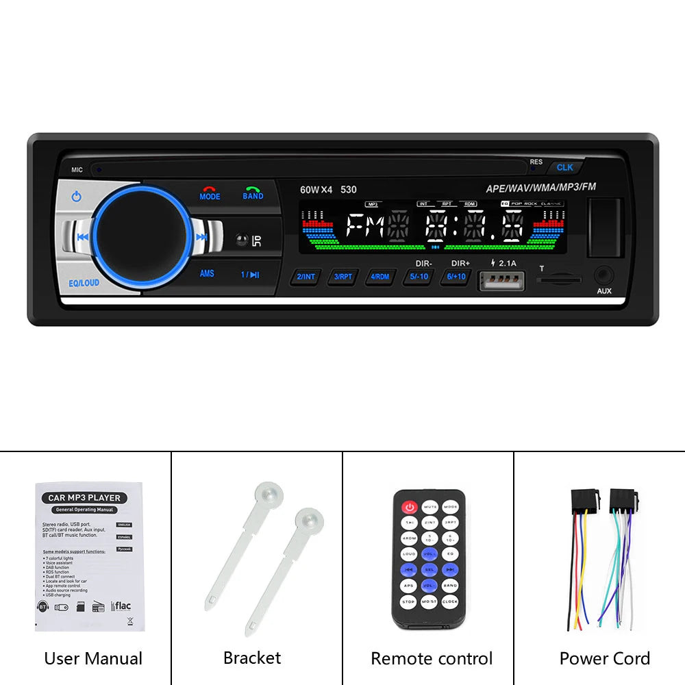 AMPrime Bluetooth Autoradio Car Stereo Radio FM Aux Input Receiver SD USB 12V In-dash 1 din Car MP3 Multimedia Player BT Music - Premium  from Lizard Vigilante - Just $30.99! Shop now at Lizard Vigilante