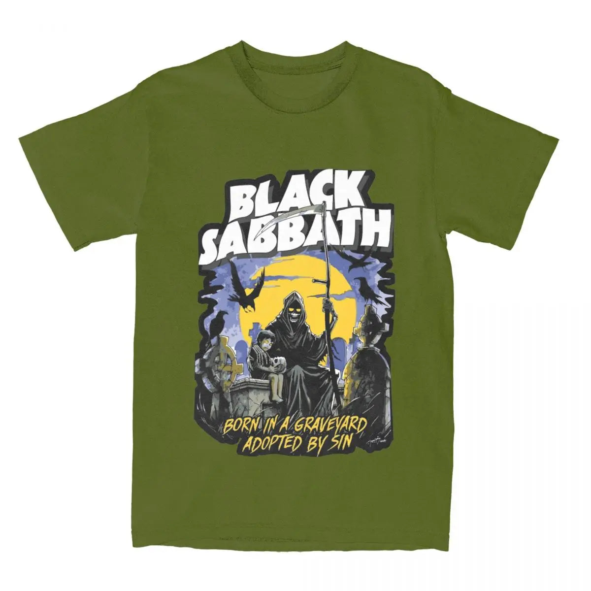 Born in a Graveyard Adopted by Sin Black Sabbath Rock Band T-shirts for Men Women Short Sleeve Tee Shirt 4XL 5XL 6XL Tops - Premium t-shirt from Lizard Vigilante - Just $23.88! Shop now at Lizard Vigilante