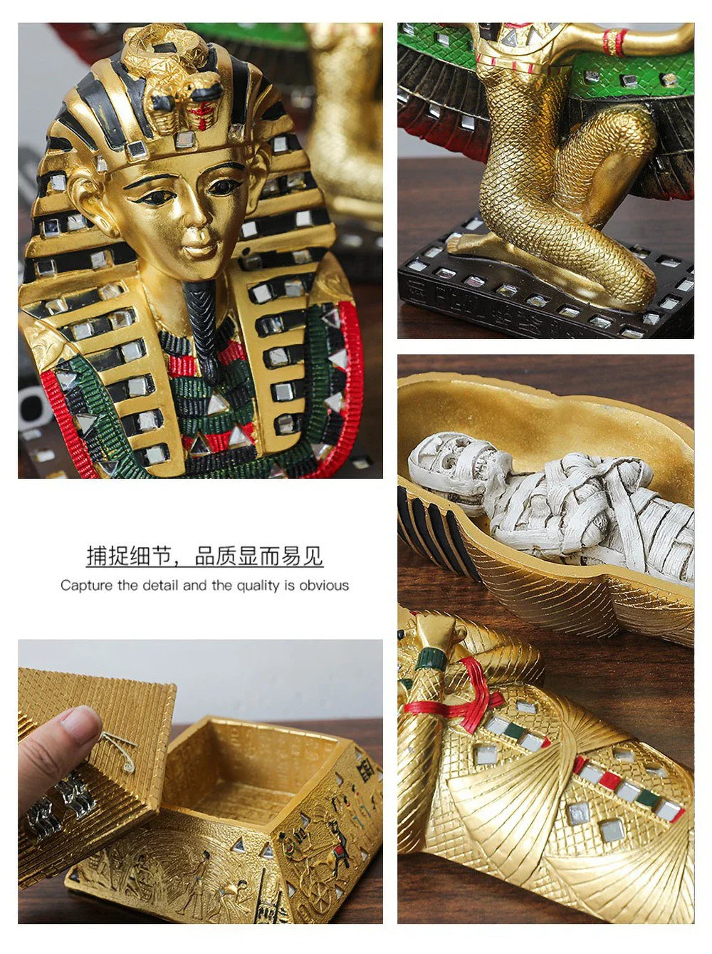 Egyptian Sphinx Resin Statue - Pharaoh Lion Body Human Face Sculpture, Hand-Painted Pyramid Guardian Isis Goddess Inspired Craft