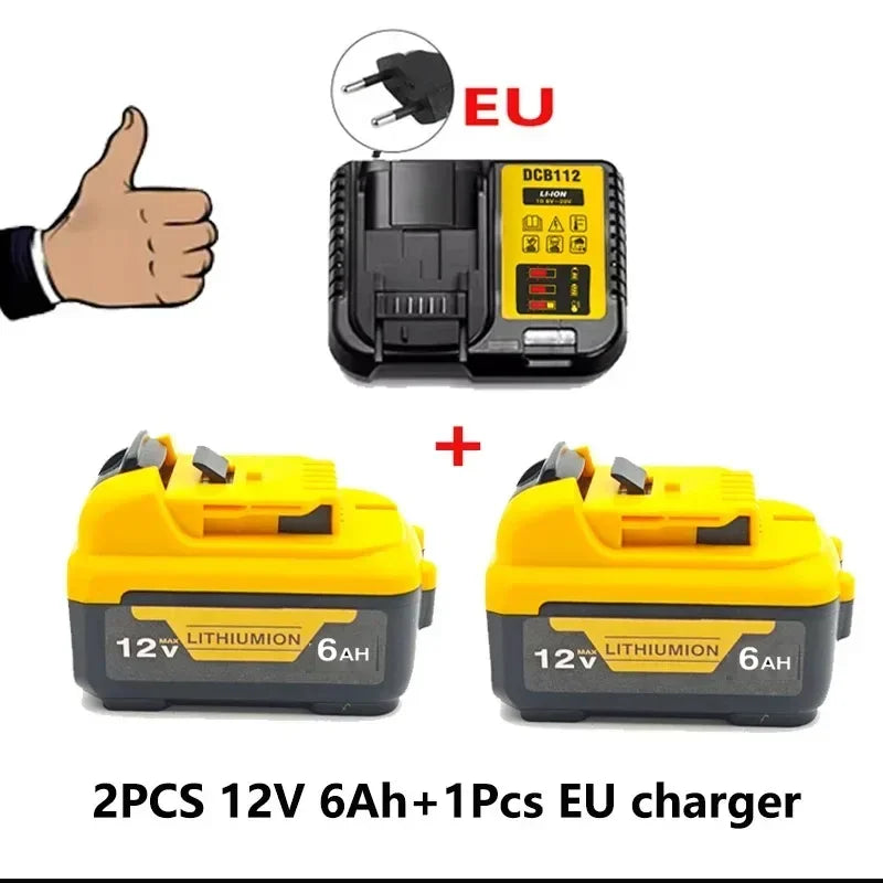 High-Capacity 12V Lithium Battery for Dewalt Tools – 3.0Ah / 5.0Ah / 6.0Ah – Compatible with DCB120, DCB124, DW089LG, DCD701F2, Laser Levels & More