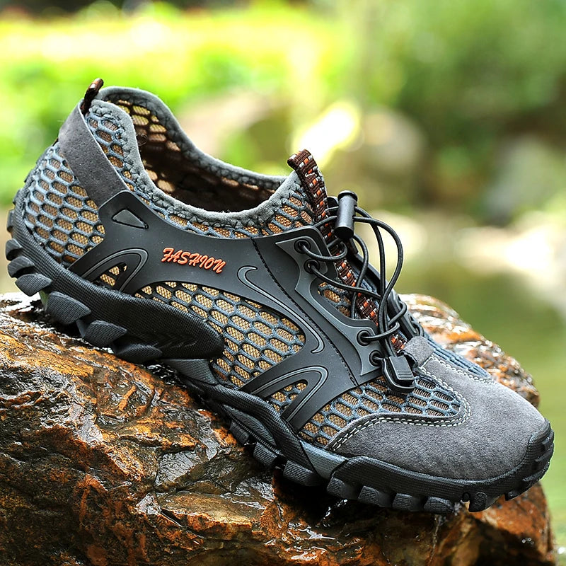 Men's Breathable Waterproof Suede Mesh Hiking Shoes | Quick-Dry Rock Climbing & Outdoor Sport Sneakers - Premium Shoes from Lizard Vigilante - Just $48.88! Shop now at Lizard Vigilante