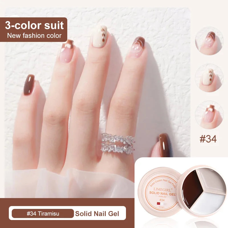 LIMEGIRL Solid Nail Art Gel Polish 15g 3 Colors Cream Soft Gel Polish for Nail Art Beginner DIY Design  Home/Salon Manicure Gift