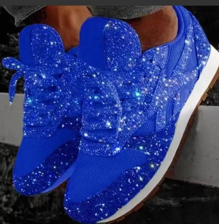 Dazzling Glitter Mesh Sneakers – Women's Breathable Bling Sport Shoes, Comfort Lace-Up Casual Running Shoes for Spring & Summer - Premium sneakers from Lizard Vigilante - Just $48.88! Shop now at Lizard Vigilante