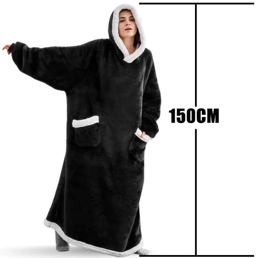 Winter Hoodies Unisex Blanket Sweatshirt Women Men Pullover Pajamas Fleece Giant TV Oversized Blanket with Long Flannel Sleeves - Premium pajamas from Lizard Vigilante - Just $39.99! Shop now at Lizard Vigilante