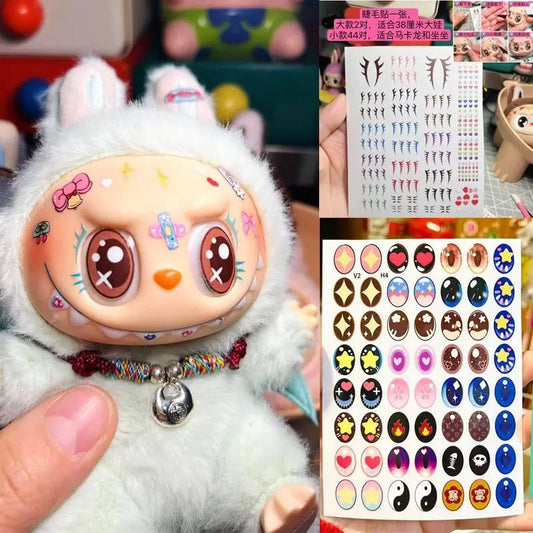 17cm Labubu V1v2 Custom Gorgeous And Exquisite Eye Stickers Eyelash Stickers Vinyl Dolls Makeup Diy Tools Accessories