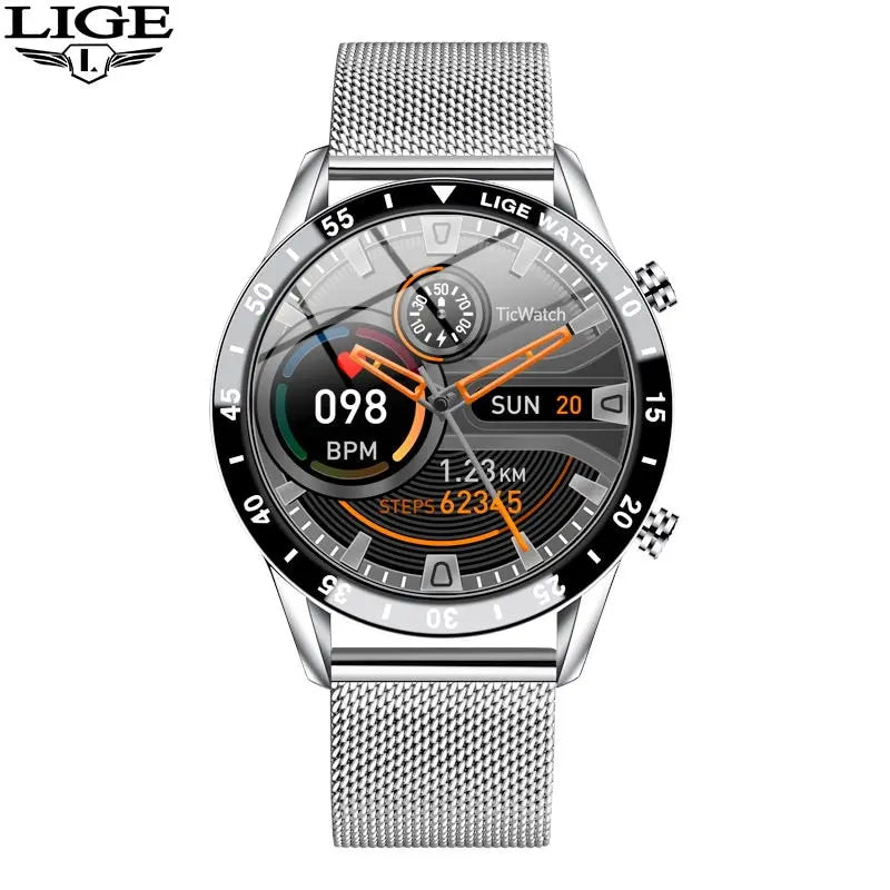 LIGE 2024 Smart Watch Men Full Circle Digital Touch Screen Bluetooth Call Men Smartwatch Waterproof Sport Activity Fitness Watch+Box - Lizard Vigilante