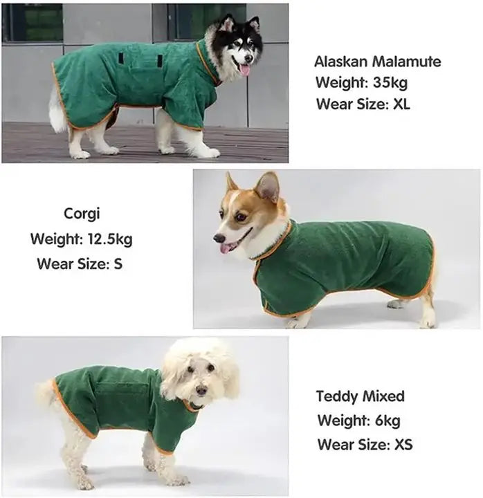 Pet Bathrobe – Fast Drying Microfiber Grooming Coat for Dogs | Absorbent, Soft, and Adjustable Towel for Small, Medium, and Large Dogs - Premium pet towel from Lizard Vigilante - Just $19.99! Shop now at Lizard Vigilante