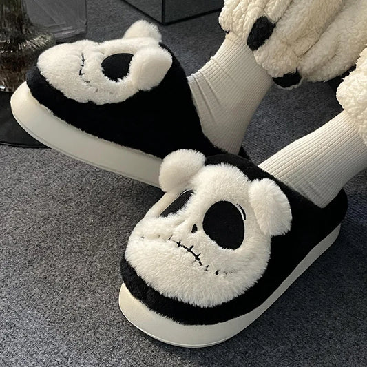 Winter Warm Cotton Slippers Women's Thick Sole Home Indoor Floor Shoes Skull Head Design Soft and Lightweight Plush Slippers - Premium slippers from Lizard Vigilante - Just $39.99! Shop now at Lizard Vigilante