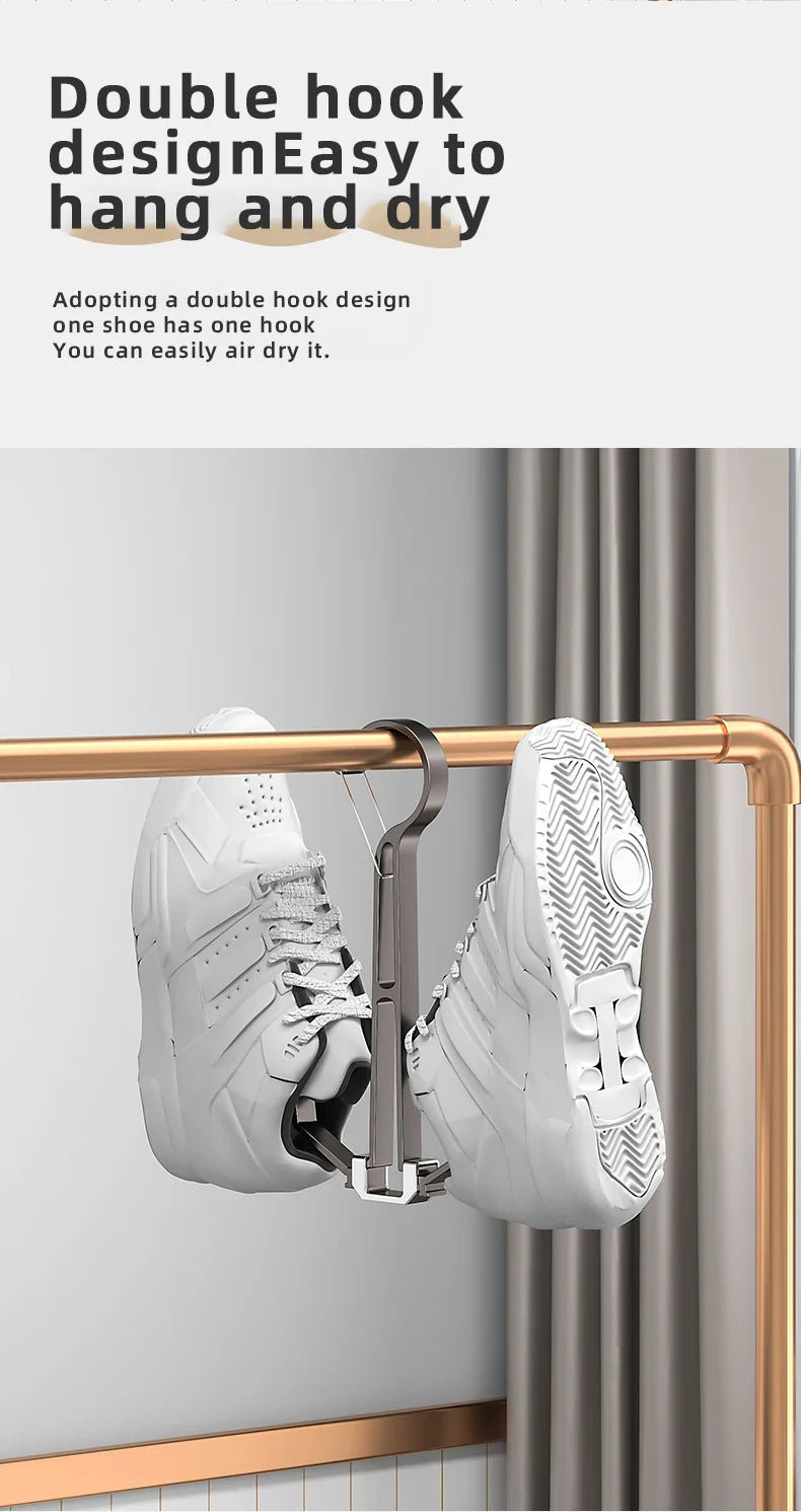 Household Shoes Drying Rack Balcony Foldable Shoe Hanger Clothing Hook Sneaker Rack Home Storage Lundary Tools