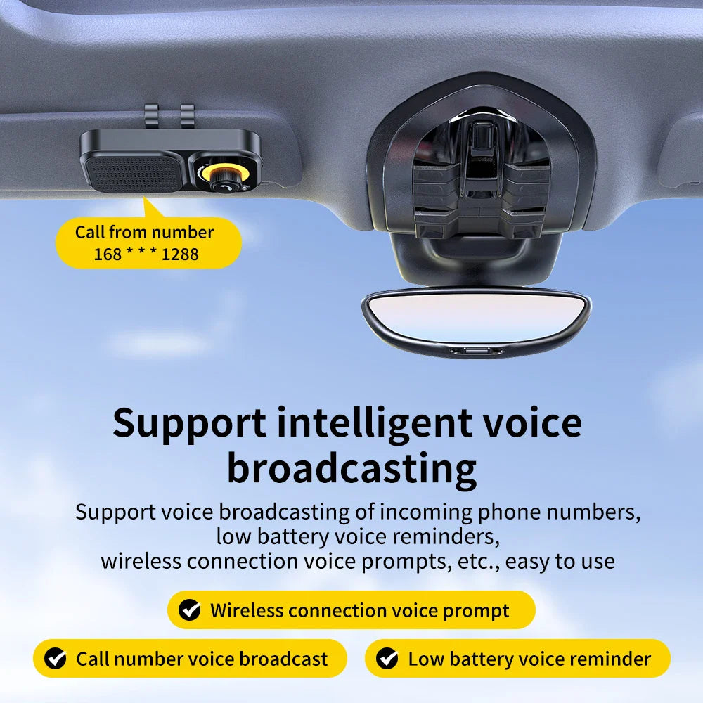 Bluetooth 5.4 Speaker Handsfree Car Kit Sun Visor Clip Wireless Audio Receiver Speakerphone Wireless Stereo MP3 Music Player