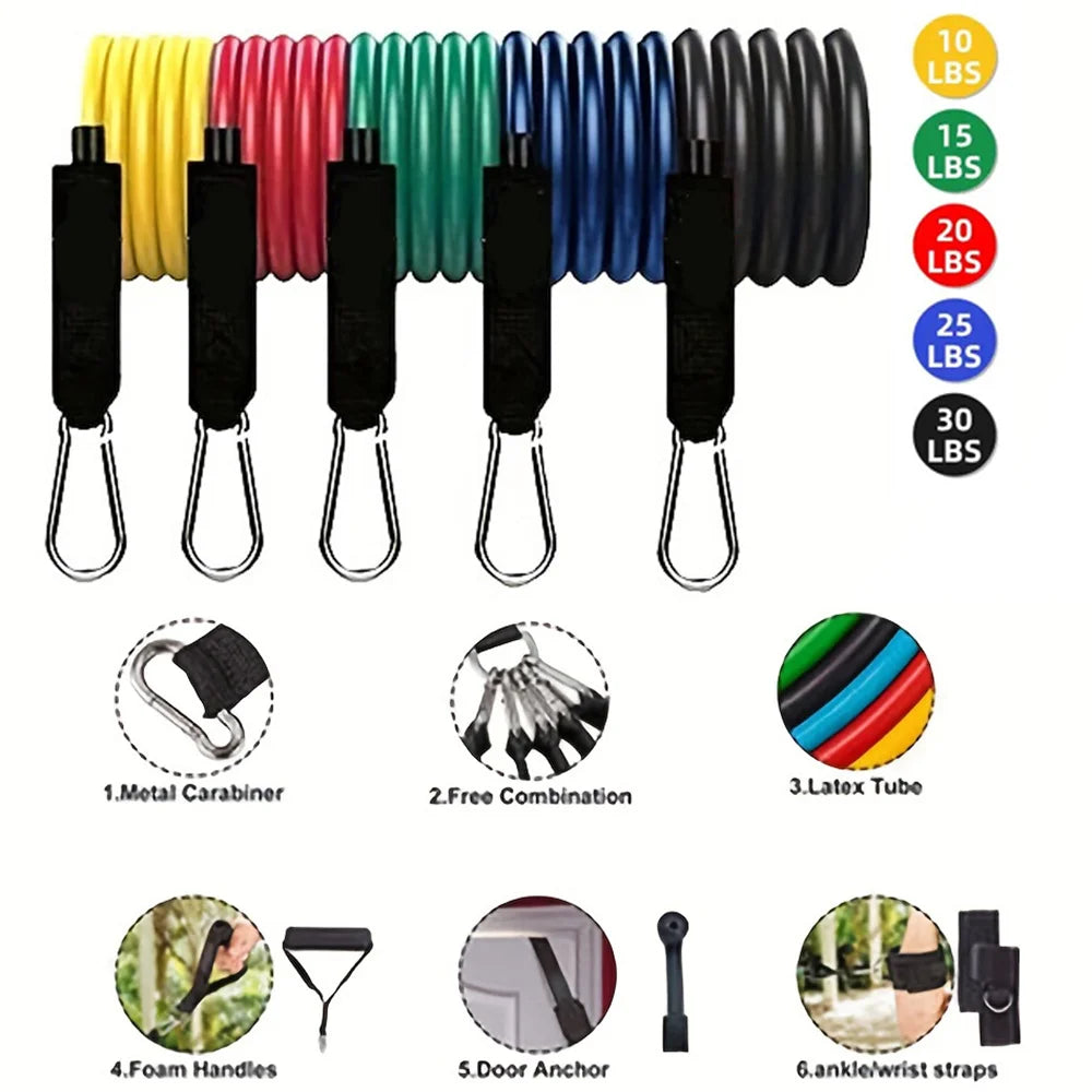 11-Piece Resistance Band Set – Portable Fitness Equipment with Ankle Strap, Chest Expander, and Pull Ropes for Full-Body Strength Training - Premium Resistance bands from Lizard Vigilante - Just $28.88! Shop now at Lizard Vigilante