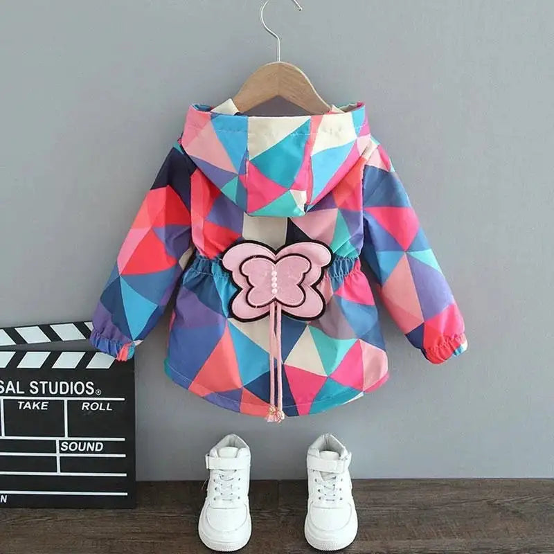 Cartoon Girls Jackets Cute Little Fox Kids Windbreaker Hooded Baby Coat Spring Autumn Children Outwear Toddler Girl Clothes